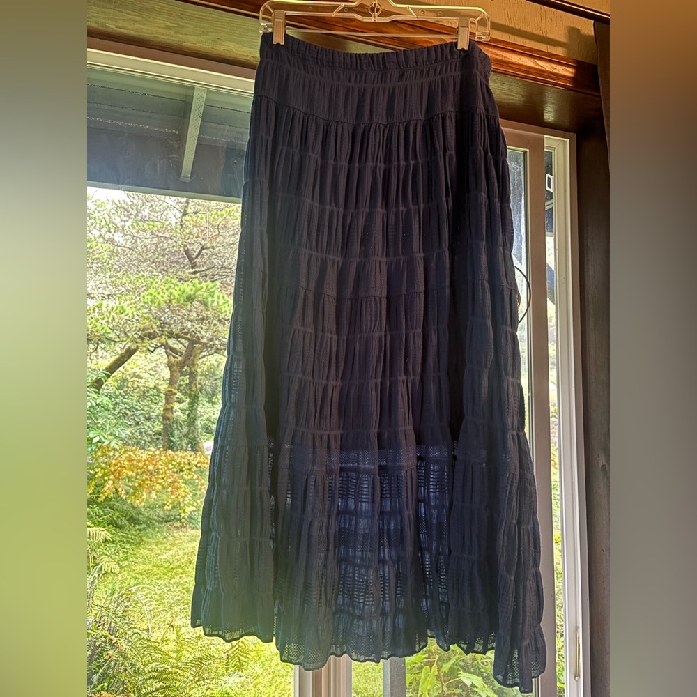 Max Studio NWT Cobalt Cotton Textured Knit Midi Skirt Size Large W16-21” - Picture 6 of 9